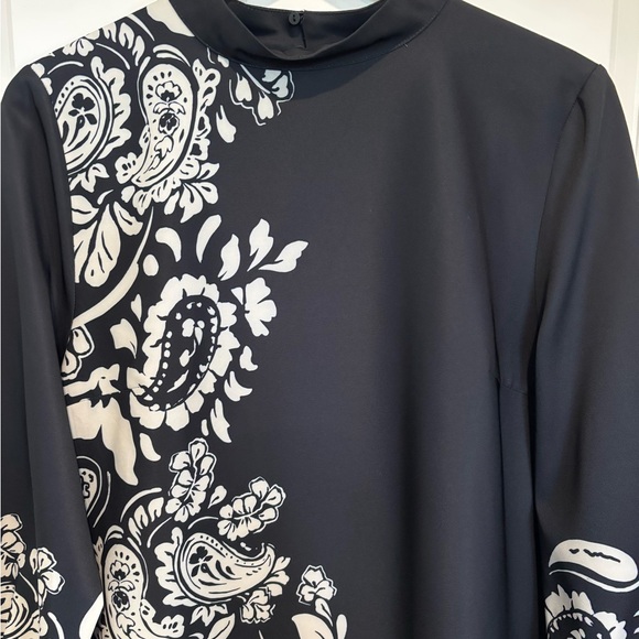 Zara Women’s NWT Black and Cream Elegant Long Sleeve Wedding Guest Dress XL - Picture 2 of 7